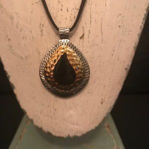 Lia Sophia - Silver, Gold & Black Pendant